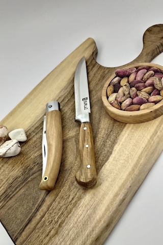 Sürmene El Yapımı Mutfak Kamp Bıçak Seti 2'li Ahşap