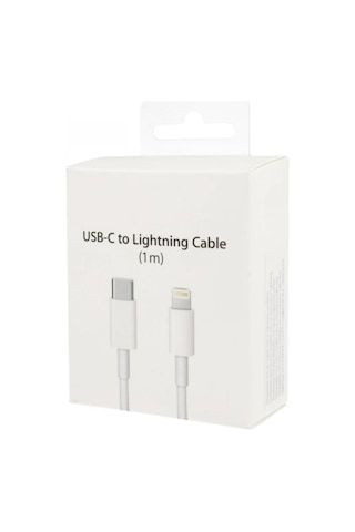 Bs Type-c Usb To Lightning Apple Uyumlu iPhone Ile 1 Metre Şarj Kablosu Beyaz Kablo