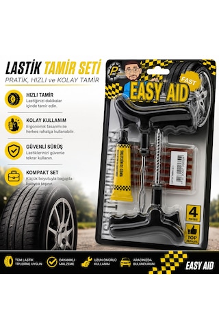 Easy Aid Lastik Tamir Seti Tubeless Mantar Fitil Tamir Kiti Motosiklet Otomobil Scooter Bisiklet