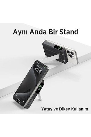 Tpb16 10000 Mah Oled Ekranlı Manyetik Kablosuz Powerbank 20w Pd Hızlı Şarj Ve 15w Magsafe Siyah
