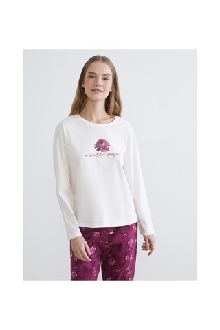 Lcw Dream Kırmızı Bisiklet Yaka Çiçekli Kadın Pijama Takımı