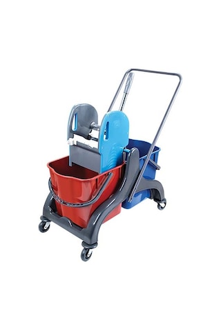 Üçtem CK750 Çift Kovalı Plastik Presli Temizlik Arabası