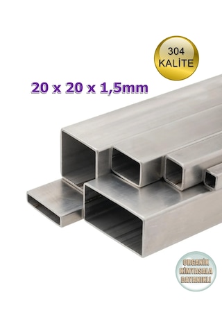 Paslanmaz Çelik Profil 304 Kalite 20x20x1,5mm Satine Yüzeyli