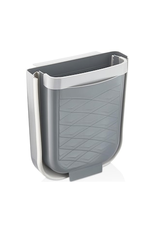 Katlanabilir Çöp Kovası - Askılı Plastik Mutfak Çöp Kovası - 6 Litre Gri