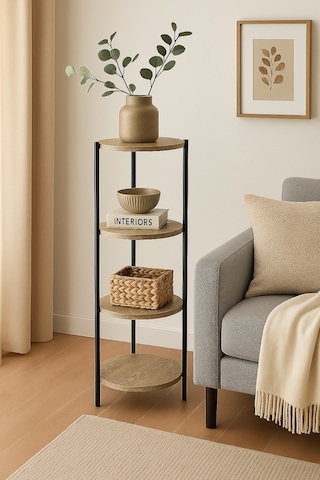 4 Katlı Raf - Çiçeklik, Organizer, Sehpa Ve Köşe Rafı Siyah