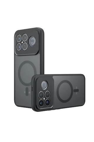Xiaomi Poco F8 Ultra Kılıf Arkası Mat Yüzey Darbe Emici M-safe Şarj Özellikli Kamera Korumalı Lunex Kapak Siyah