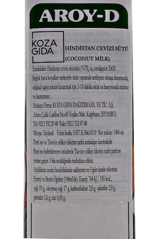 Aroy-D Thai World Hindistan Cevizi Sütü 1 L