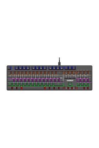 Everest Kb-mk1 Lumos Siyah Usb Rainbow Aydınlatmalı Blue Switch Full Anti-ghosting Mekanik Gaming Oyuncu Klavye