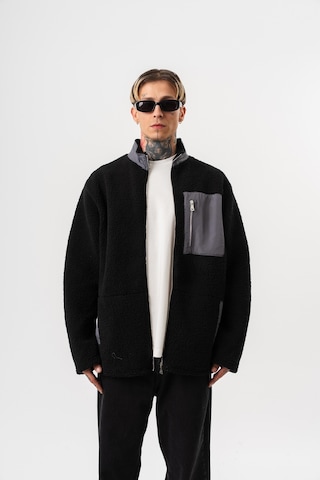 Respire Erkek Zip Oversize Teddy Ceket Siyah