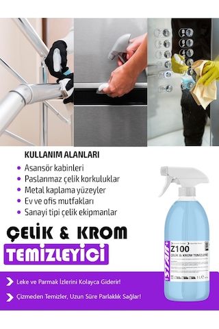 Paslanmaz Çelik Ve Krom Yüzeyler İçin Parlatıcı Ve Temizleyici 1000 Ml