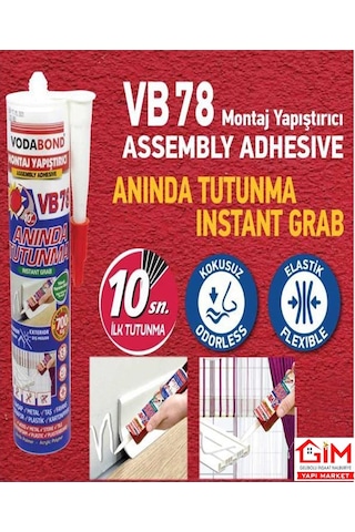 Vodabond Korniş Yapıştırıcı Montaj Silikonu Anında Tutunma Beyaz Beyaz