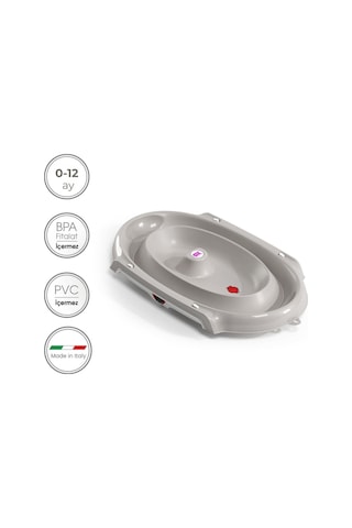 Okbaby Onda Slim Katlanır Bebek Küveti A.Gri + Splash Bebek Duşu