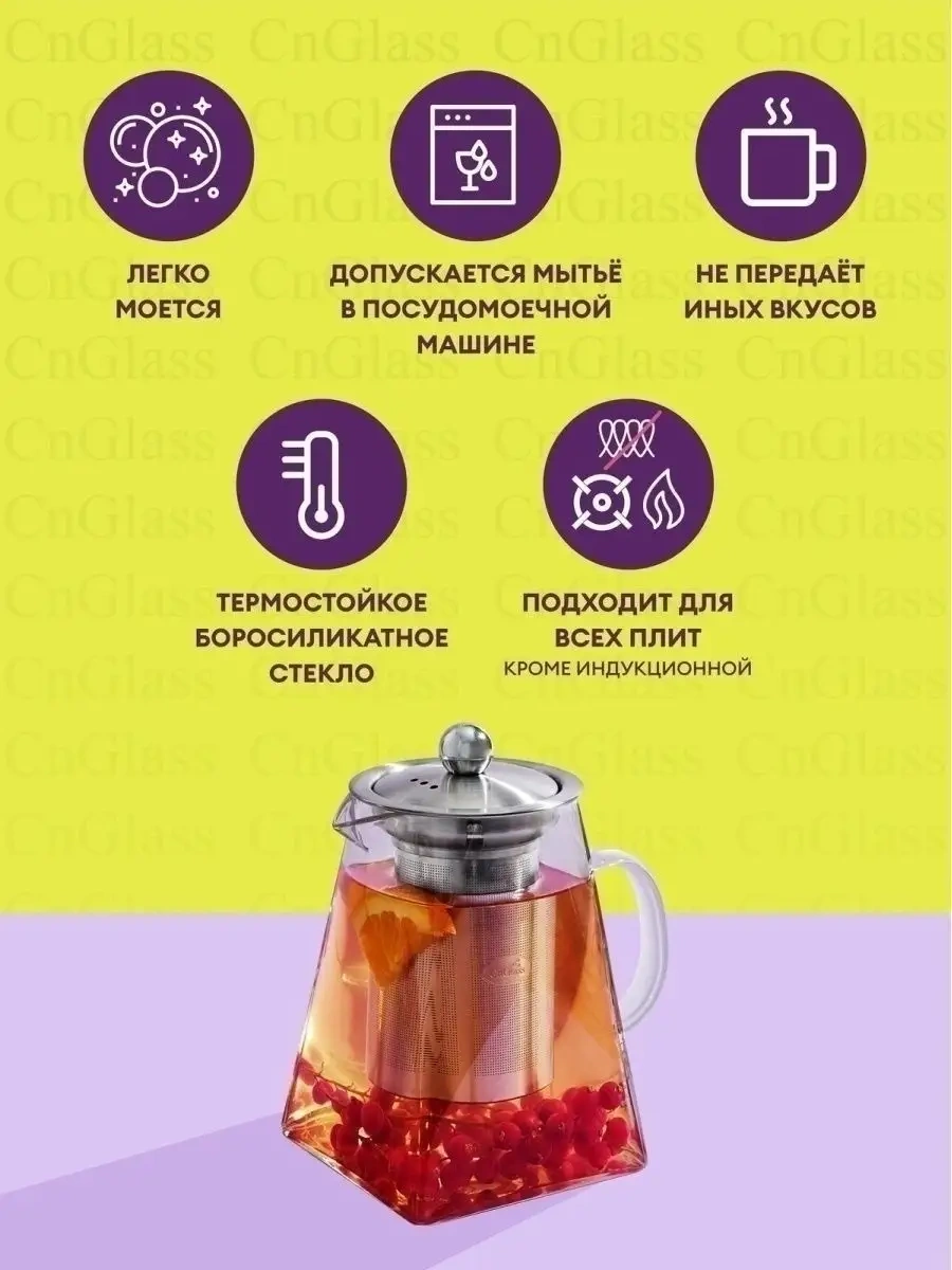 Cnglass Cam Demleme Çaydanlık Piramit 900 Ml 21405977 Beyaz