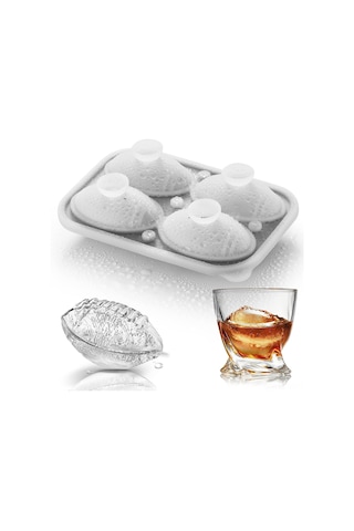 Reedark Basketbol Şekilli Silikon Buz Küpü Kalıbı - 4'lü Set, Kokteyl Ve Viski İçin Eğlenceli Buz Topları Çok Renkli