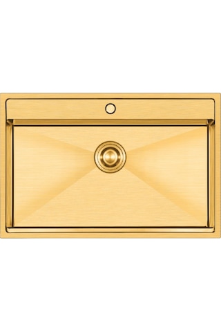 Crauf Poli 6303 Pvd Altın Tek Gözlü 51x78 Cm Paslanmaz Çelik Mutfak Eviyesi Altın