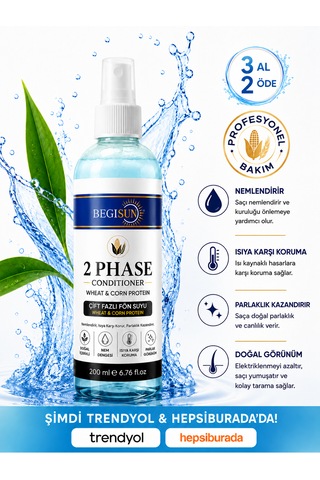 Begisun Fön Suyu Çift Fazlı Buğday & Mısır Proteinli Isı Koruyucu Saç Bakım Spreyi 200 Ml