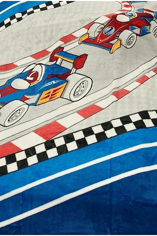 Aksu -formula Racing Mavi- Tek Kişilik Çocuk Battaniye 155x215