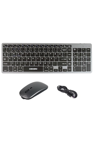 K835 Çift Modlu Kablosuz Klavye 2.4 Ghz + Bluetooth 3.0/5.0, Şarj Edilebilir, Çoklu Cihaz Desteği Koyu Gri Optik