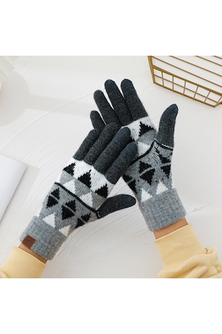 Kadın Kışlık Japon Tarzı Yün Eldiven: Dokunmatik, Kalın Sıcak-siyah Siyah