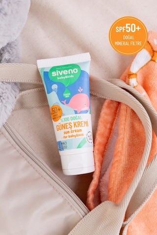 Siveno %100 Doğal Bebek Güneş Kremi Leke Karşıtı Nemlendirici Bitkisel Vegan UVA UVB SPF 50+ 50 ML