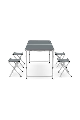 Rox Camping Katlanır Masa Tabure Seti Gri
