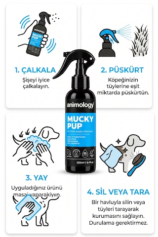 Animology Mucky Pup No Rinse Durulama Gerektirmeyen Sprey Yavru Köpek Şampuanı 250 Ml