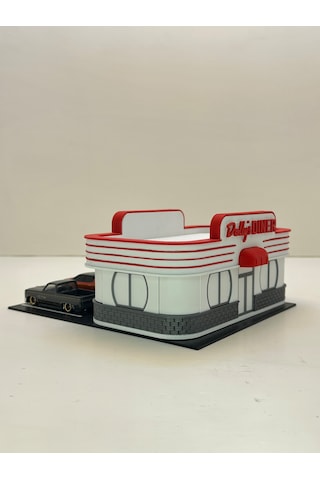3d Baskı 1/64 Ölçekli Dolly's Dinner Bina Tasarımlı Diorama Araç Sergileme Garajı