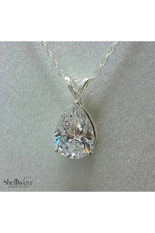 Ay Işığı Mozanit Taş 925 Ayar Gümüş Zincir Kadın Kolye Gümüş