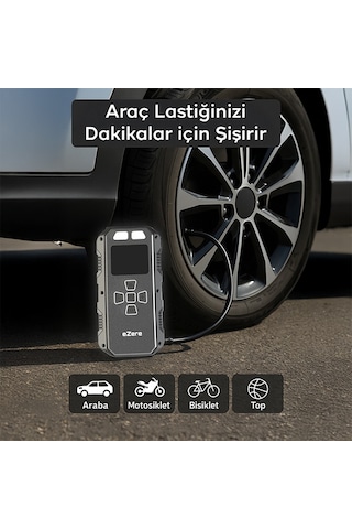 Ezere 4 İn1 8000mah Lastik Sisirme Pompası Ve Starter Akü Takviye Seti