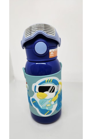 Shotay St-8812 Space 600ml Çift Başlık Kapak Termos Matara Mavi