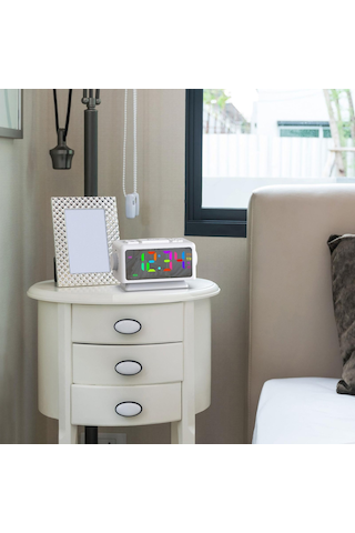 Suntek Radyo Led Çalar Saat 12/24h Ofis Ev Beyaz Için