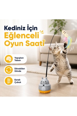 River World Evcil Hayvanlar İçin Peluş Dönen Kedi Şekilli Balıklı Olta
