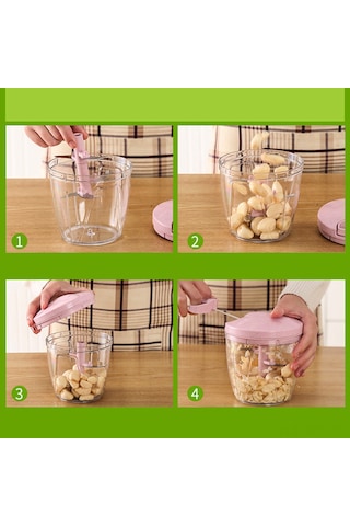 Yaozixa Ev Kullanımalı El Manuel Multifonksiyonlu Gıda İşleyici - Sarımsak, Et, Sebze Dilimleyici, Hızlı Kesme, Mavi Küçük Boy Diğer