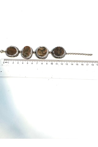 Otantik Doğal Yeşim Taşlı Ayarlanabilir Gümüş Bileklik