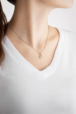 Sonsuz Aşk 18 Ayar Beyaz Altın Kaplama 45 Cm Gümüş Kalp Kolye