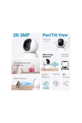 Tp-link Tapo 2k Bebek Monitörü Panorama/eğilebilir Güvenlik Kamerası, Hareket Algılamalı Köpek Kamerası, İki Y Genel