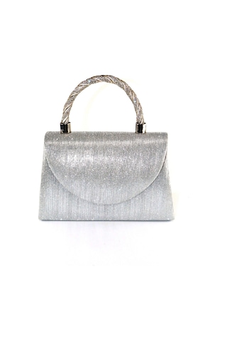 Lazer Kumaş Gümüş Abiye Çanta Taşlı Kadın Abiye Çanta Abiye Çanta Gümüş Düğün El Gri Abiye Çanta