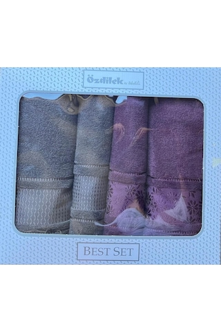 Özdilek Blossom Best Set Hamam Takımı Mürdüm-antrasit Çok Renkli