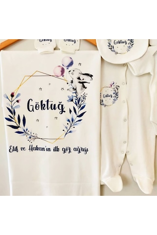 İsimli Hastane Çıkış Seti Unisex Ekru
