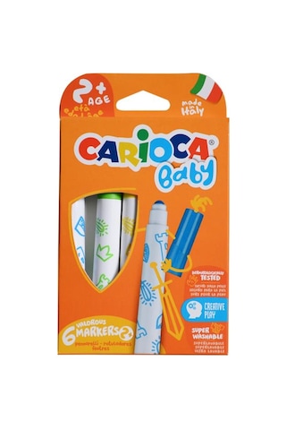 Carioca Teddy Şekilli Mum Boya Ve Carioca Baby Marker 2 Adet Boyama Seti