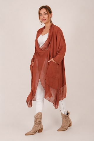 Eren Style Italyan Ipek Detaylı Oversize Kaftan & Bluz Kiremit