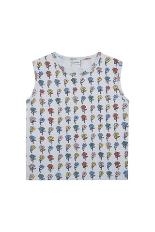 Antebies Grafik Çiçek Şortlu Pijama Mavi