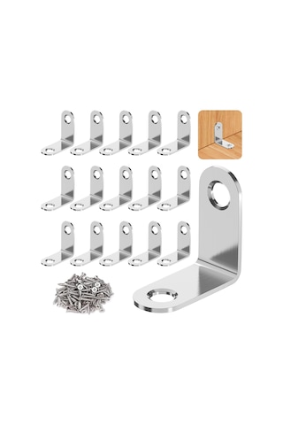 30 Paslanmaz Çelik Köşe Braketi - 90 Derece Metal Köşeler - 30 X 30 Mm - Masalar, Sandalyeler Ve Kitaplıklar İçin 60 Vida Dahil - Gümüş Diğer