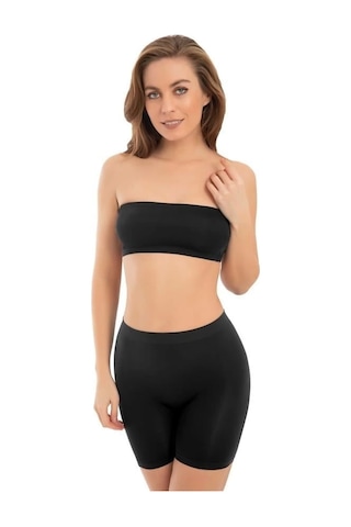 Cottonhill Premium - Kadın Ultra-rahat Seamless Yüksek Bel Uzun Paça Boxer-siyah Siyah