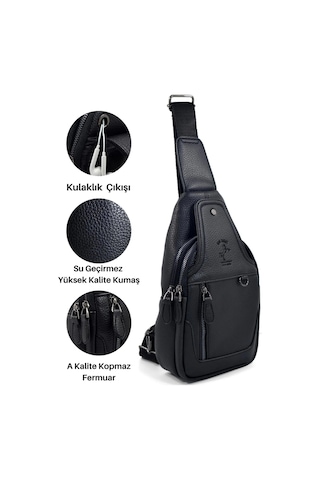 Erkek Siyah Çapraz Askılı Gögüs Ve Omuz Çantası Çapraz Çanta Siyah