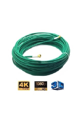 15 Metre 64 Tel Rg6/u4 Gold Uçlu Anten Kablosu 3d 4k Fullhd 1080 Tak Kullan - Yeşil