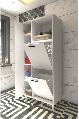 Makbulce Menekşe 2'li Çamaşır Sepetli Çok Amaçlı Dolap 163 x 68 Beyaz Makbulce Menekşe 2'li Çamaşır Sepetli Çok Amaçlı Dolap 163 x 68 Beyaz