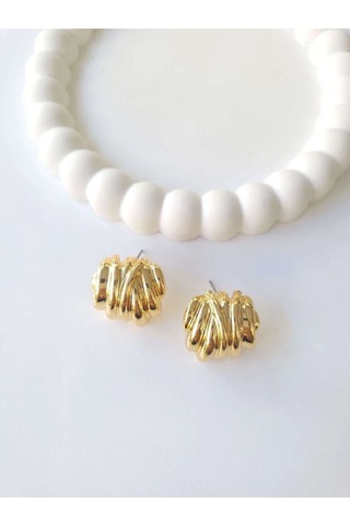 Çelik Gold Tırtıklı Küpe Sevgiliye Hediye Altın