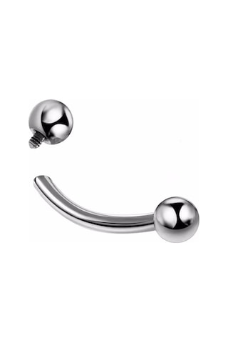 12 Mm Gümüş Renk Eğik Kavisli Kaş Piercing Çelik Dudak Helix Tragus Küpe