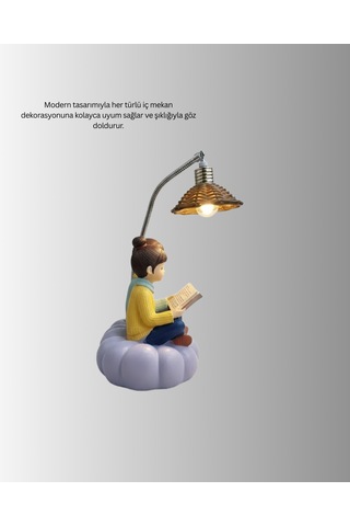 Okuyan Çift Figürlü Dekoratif Gece Lambası Hediye Seçeneği Çok Renkli